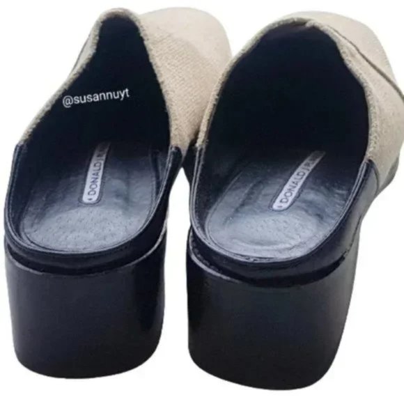 Donald J. Pliner Vanilla Girl Plazacore Tweed Twee Normcore Canvas Mule Loafers - Picture 4 of 8